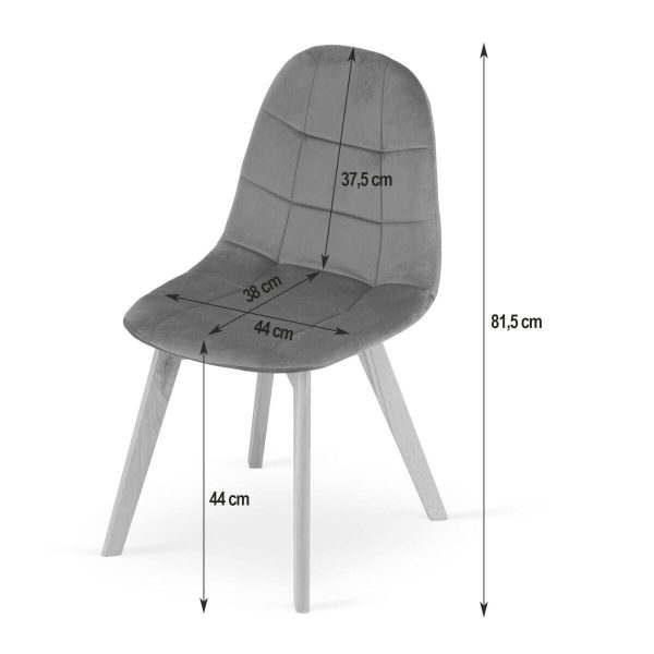 Set 4 scaune bucatarie/living, Artool, Bora, catifea, lemn, bej, 44.5x54x81.5 cm - imagine 6