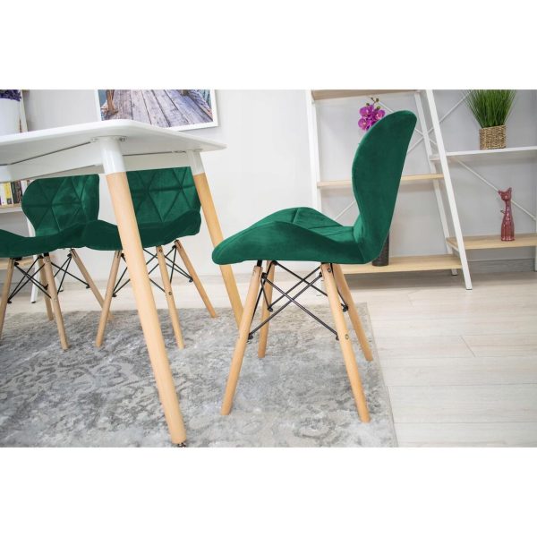 Set 4 scaune stil scandinav, Artool, Lago, catifea, lemn, verde, 48x43x74 cm - imagine 10