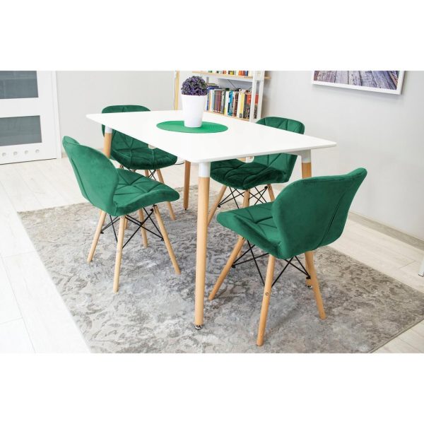 Set 4 scaune stil scandinav, Artool, Lago, catifea, lemn, verde, 48x43x74 cm - imagine 9