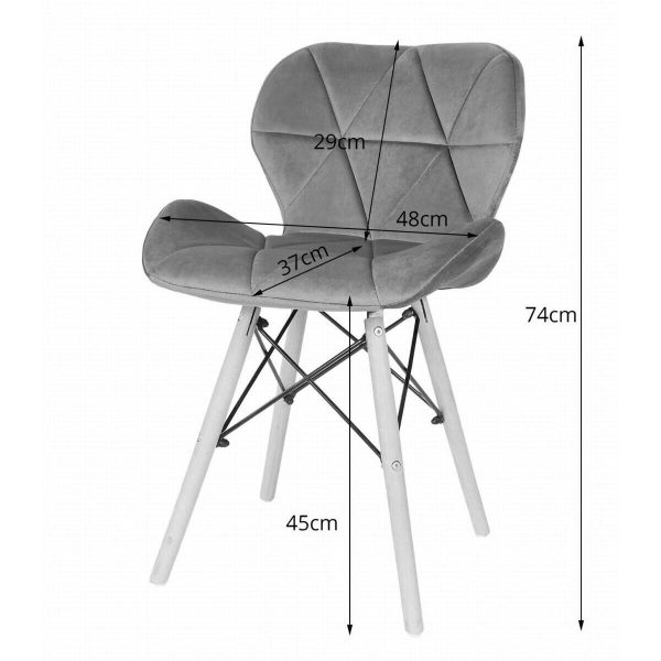 Set 4 scaune stil scandinav, Artool, Lago, catifea, lemn, verde, 48x43x74 cm - imagine 7