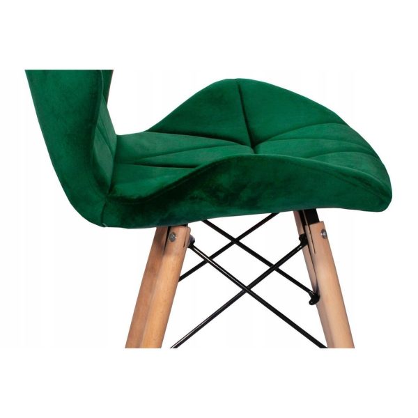 Set 4 scaune stil scandinav, Artool, Lago, catifea, lemn, verde, 48x43x74 cm - imagine 13