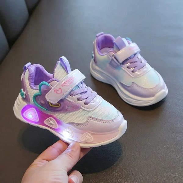 Adidasi sidefati cu luminite - Purple hearts (Marime Disponibila: Marimea 22) - imagine 6