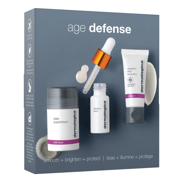 Age Defence Set Dermalogica: Daily Superfoliant, Anti-Pollution, Exfoliating Powder, 13 g + Biolumin-C, Vitamin C, Brightening, Serum, For Face, 10 ml + Dynamic Skin, Hydrating, Cream, For Face, SPF 50, 12 ml - For Women