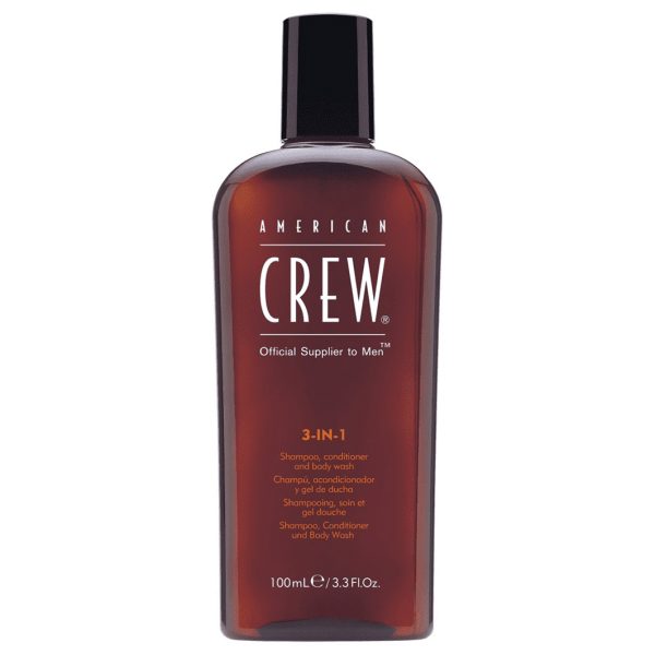 American Crew, Classic, Vegan, Hair Shampoo, Conditioner & Shower Gel 3-In-1, For Moisturizing, 100 ml - For Men