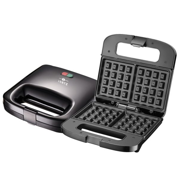 Aparat pentru preparat vafe LENTZ 29023, 750 W, placi antiaderente, negru