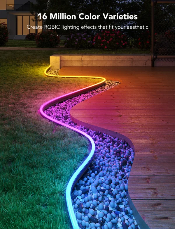 Banda LED Profesionala Govee Neon Rope H61A8 Exterior, IP67, RGBIC, Inteligenta, 10M, 1130lm, 72W, Sincronizare Muzica, Wifi, Bluetooth, Alexa, Google Asistant - imagine 4