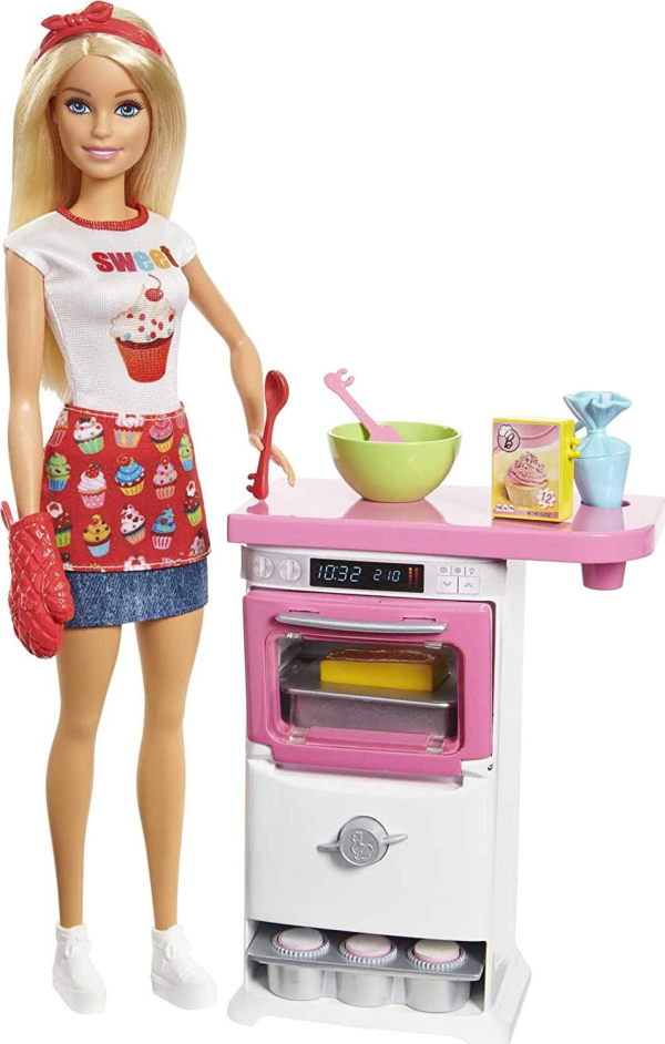 Set, Barbie by Mattel, Bakery Chef, Doll, Barbie Doll with Oven & Rising Food, For Girls - For Girls