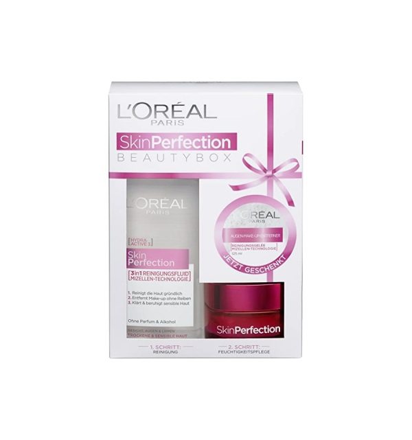 Beautybox Set L'Oreal Paris: Skin Perfection, Cleansing, Fluid, For Face, 200 ml + Skin Perfection, Cleansing, Cleansing Gel, For Face, 125 ml + Skin Perfection, Cleansing, Day, Cream, For Face, 50 ml - For Women