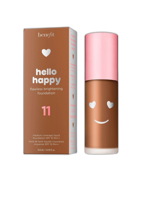 Benefit, Hello Happy, Brightening, Liquid Foundation, 11, Dark Neutral, SPF 15, 30 ml - For Women