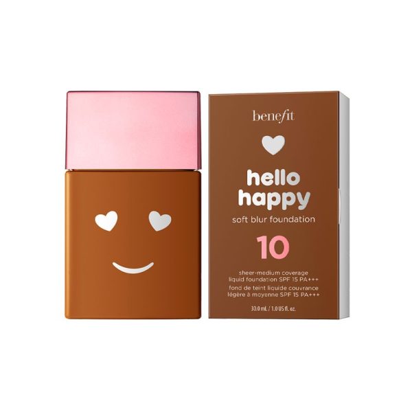 Benefit, Hello Happy Soft Blur, Matte Finish, Liquid Foundation, 10, Deep Warm, SPF 15, 30 ml - For Women