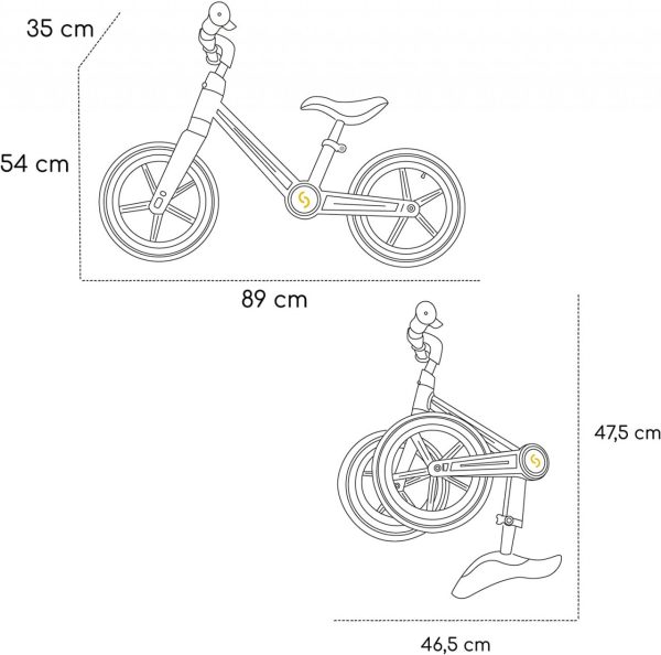 Bicicleta pliabila fara pedale Skiddou Ronny, Galben - imagine 2