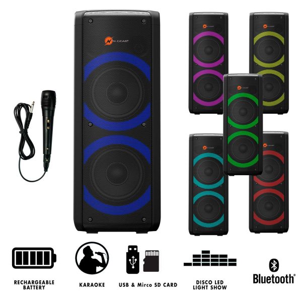 Boxa activa portabila N-Gear Let's Go Party 72, 450 W, difuzor 2x16cm, USB, MP3, Bluetooth, microfon cu fir - imagine 2