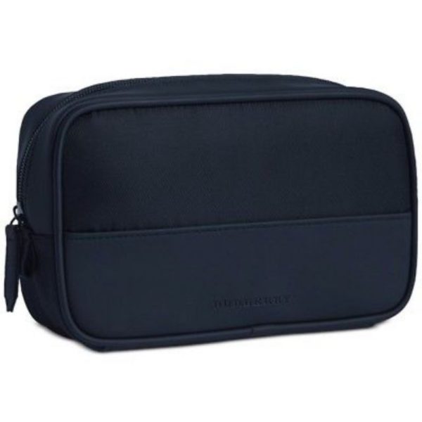 Burberry, Textile Makeup Bag, Dark Blue - For Women