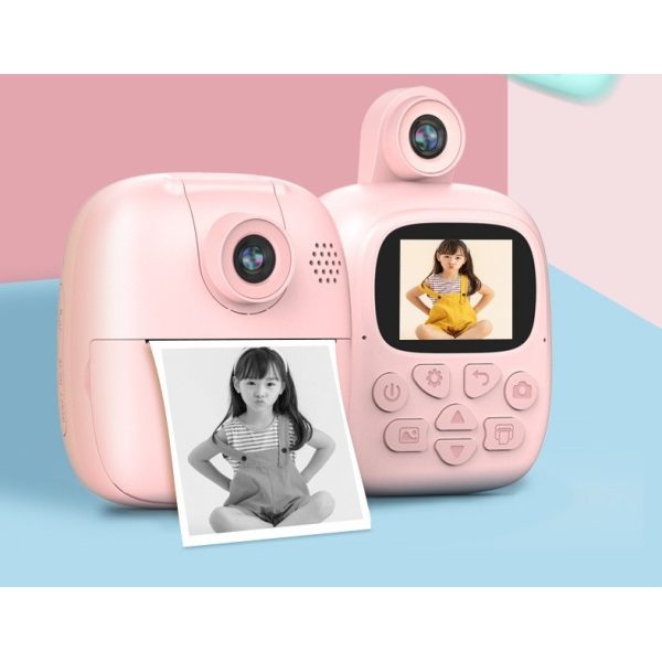 Camera Instantanee pentru Copii, Flippy, Camera Frontala + Selfie, cu Functie de Printare, Cablu USB-C, Bluetooth, Compatibil iOS/Android, Imprimare APP, Model Bunny, Roz - imagine 3