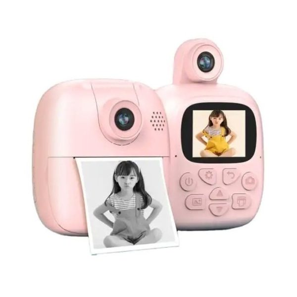 Camera Instantanee pentru Copii, Flippy, Camera Frontala + Selfie, cu Functie de Printare, Cablu USB-C, Bluetooth, Compatibil iOS/Android, Imprimare APP, Model Bunny, Roz - imagine 7