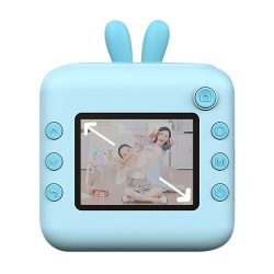 Camera Instantanee pentru Copii, Flippy, cu Functie de Printare, Cablu USB-C, Bluetooth, Compatibil iOS/Android, Imprimare APP, Model Iepure, Snur de Agatat Inclus, Albastru - imagine 3
