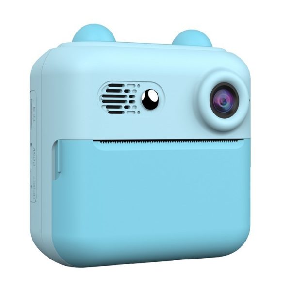 Camera Instantanee pentru Copii, Flippy, cu Functie de Printare, Cablu USB-C, Bluetooth, compatibil iOS/Android, Imprimare APP, Model Urechi, Snur Subtire Inclus, Albastru - imagine 2