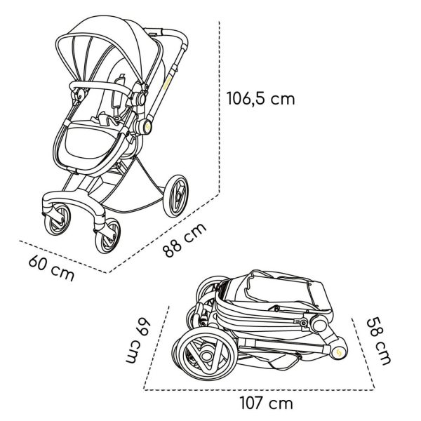 Carucior transformabil 2 in 1 Skiddou Nasjo Normandic Dream, Gri - imagine 3