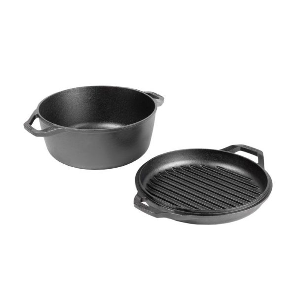 Ceaun din fonta cu capac tip tigaie grill - cuptor olandez Lodge Chef Collection 30,5 cm 5,6 litri L-C6DD - imagine 2