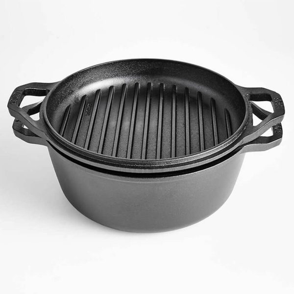 Ceaun din fonta cu capac tip tigaie grill - cuptor olandez Lodge Chef Collection 30,5 cm 5,6 litri L-C6DD - imagine 3