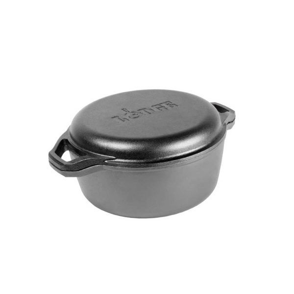 Ceaun din fonta cu capac tip tigaie grill - cuptor olandez Lodge Chef Collection 30,5 cm 5,6 litri L-C6DD