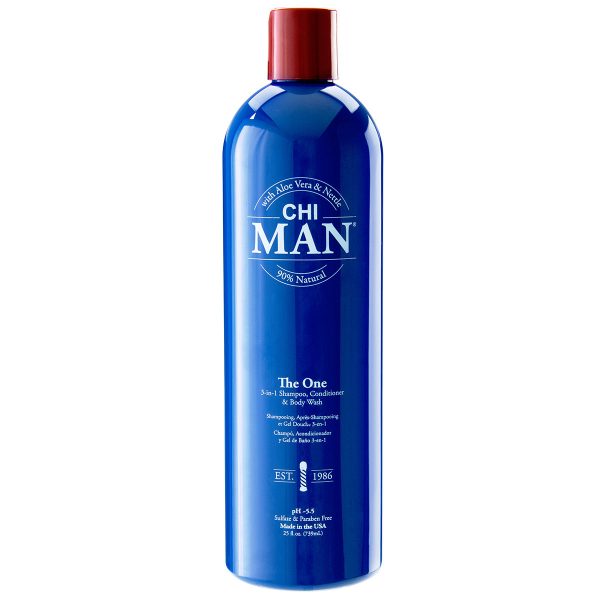 Chi, Man The One, Paraben-Free, Hair Shampoo, Conditioner & Shower Gel 3-In-1, For Cleansing, 739 ml - For Men