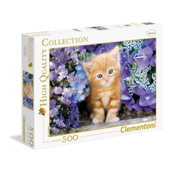 Clementoni, High Quality Collection, Ginger Cat In Flowers, Puzzle, Unisex, 500 pcs - Unisex