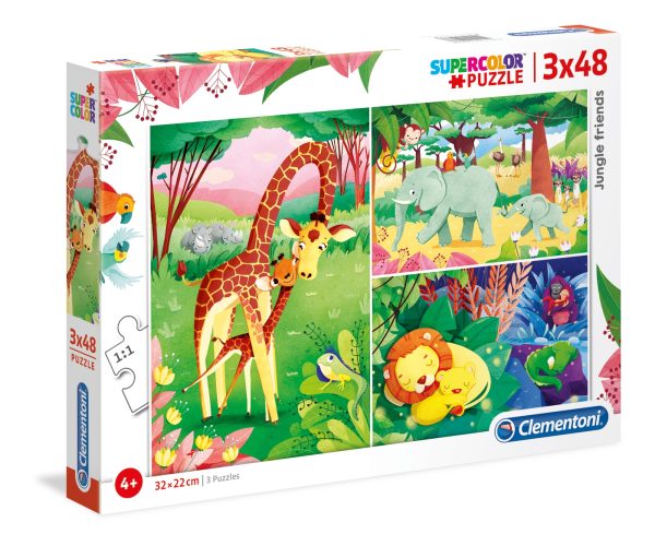 Set Trio, Clementoni, Jungle Friends, Puzzle, Unisex, 4+ years, 3x48 pcs - Unisex