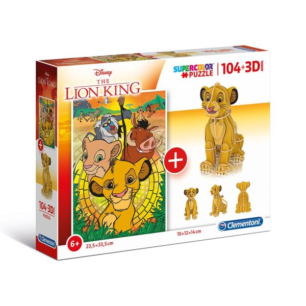 Clementoni, SuperColor, Lion King 3D, Puzzle, Unisex, 6+ years, 104 pcs - Unisex