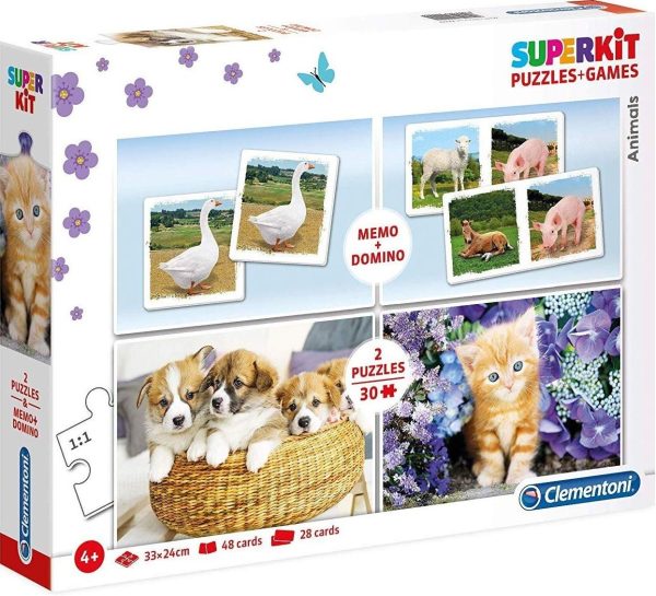 Clementoni, SuperKit, Animals, Puzzle, Unisex, 4+ years, 2 x 30 + 48 + 28 pcs - Unisex