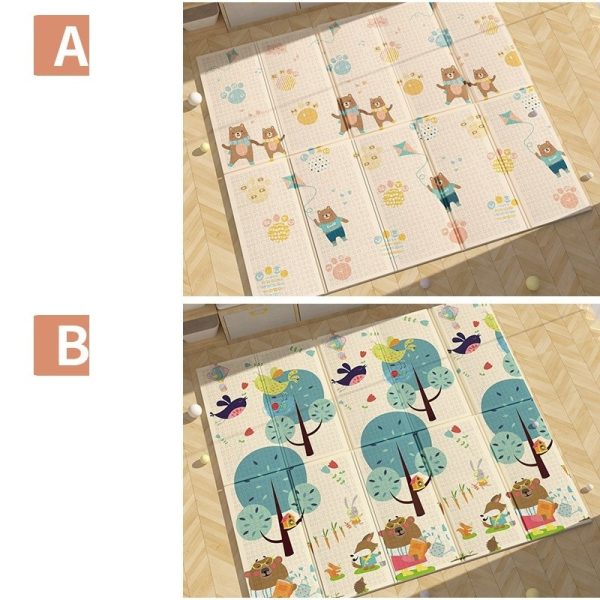 Covoras pentru Copii, Flippy, cu 2 Fete, Model Zmeu/Ursi, din XPE+PE, Impermeabil, Antiderapant, Protectie Termica, +3 Luni, Pliabil, 150 x 200 x 1.5 cm, Multicolor - imagine 10