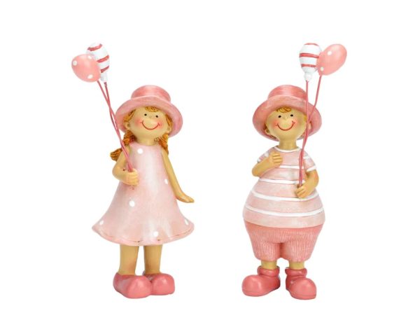 Figurina copil cu balon, roz, 6x14x4 cm