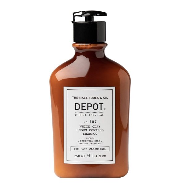 Depot, 100 Hair Cleansing No. 107, Kaolin, Hair Shampoo, For Regulation Of Excessive Sebum, 250 ml - For Men