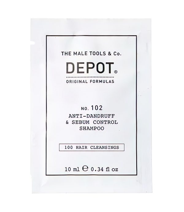 Depot, 100 Hair Cleansing No. 102, Botanical Complex, Hair Shampoo, Anti-Dandruff & Sebum Control, 10 ml - For Men