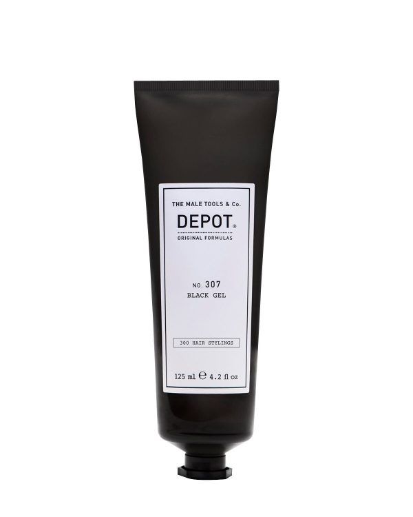 Depot, 300 Hair Stylings No. 307 Black, Botanical Complex, Hair Styling Gel, Temporary Coverage & Volume, Medium Hold, 125 ml - For Men