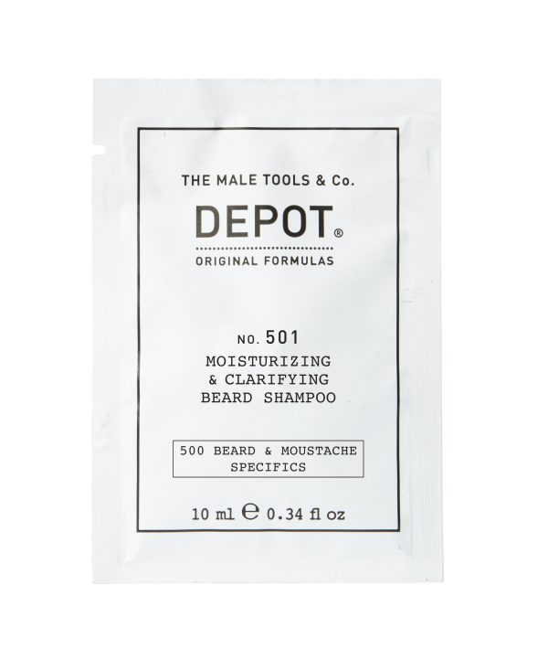 Depot, 500 Beard & Mustache Specifics No. 501, Pro-Vitamin B5, Beard Shampoo, Moisturizing & Clarifying, 10 ml - For Men