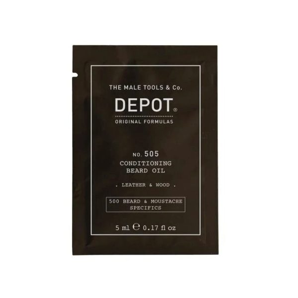 Depot, 500 Beard & Mustache Specifics No. 505, Beard Oil, Leather & Wood, Vitamin E, For Shine & Softness, 5 ml - For Men