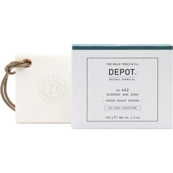 Depot, 600 Body Solutions No. 602, Botanical Complex, Cleansing, Fresh Black Pepper, Scented Soap Bar , Spicy Notes, 100 g - For Men