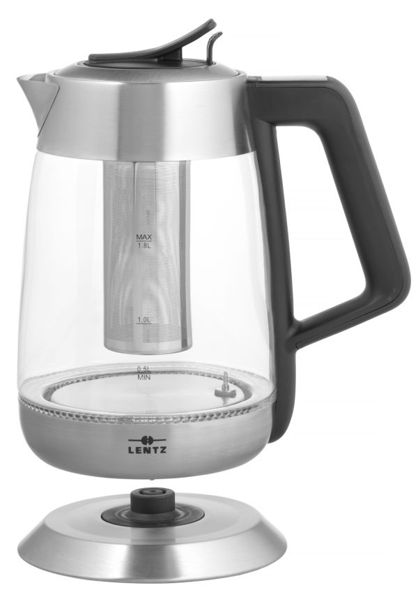 Fierbator electric cu infuzor LENTZ 74133, 1.8 litri, 2200W, sticla, iluminare LED, 5 trepte de temperatura - imagine 3