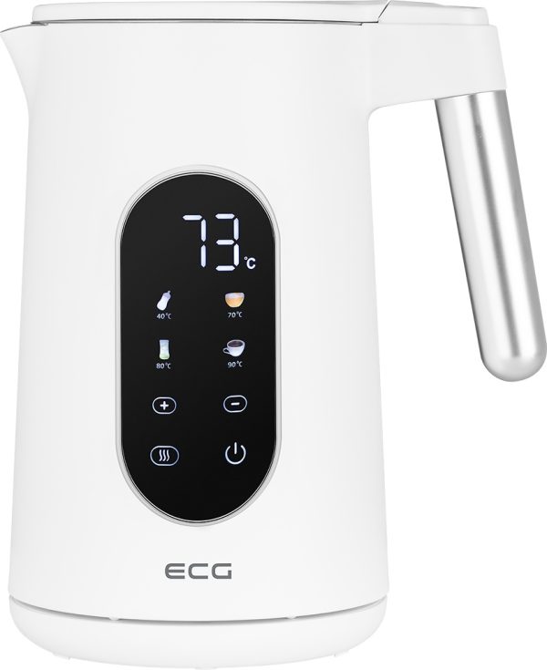 Fierbator electric ECG RK 1799 Smart White, 1.7 litri, 2200 W, pereti dubli, panou tactil, functii presetate, alb - imagine 4