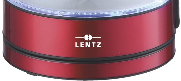 Fierbator electric LENTZ 74128, 1.7 litri, 2200W, sticla, iluminare LED, rosu - imagine 5