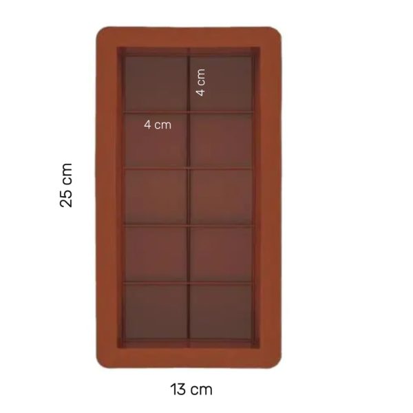 Forma ciocolata Dubai din silicon premium, antiaderenta TopBazar Forma clasica de ciocolata Dubai 10 patratele, 25 x13 x2 cm, Maro - imagine 2