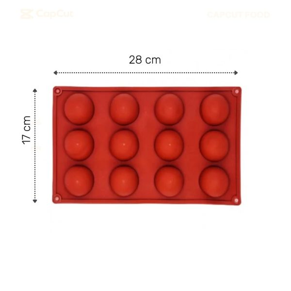 Forma Silicon pentru ciocolata, bomboane, prajituri, TopBazar, 12 semisfere, 28 x 17 cm, Maro - imagine 2