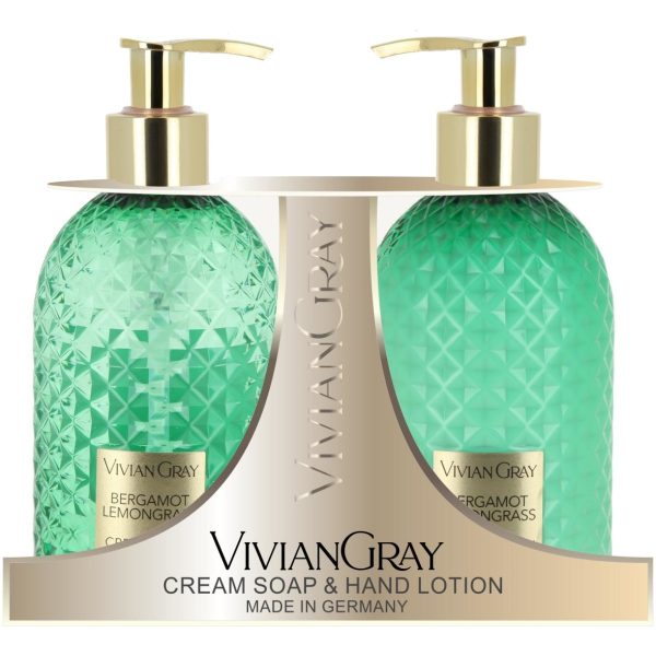 Gemstone Green Set Vivian Gray: Bergamot & Lemongrass, Cleansing, Liquid Soap, 300 ml + Bergamot & Lemongrass, Hydrating, Hand Lotion, 300 ml - For Women