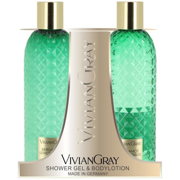 Gemstone Green Set Vivian Gray: Bergamot & Lemongrass, Cleansing, Shower Gel, For All Skin Types, 300 ml + Bergamot & Lemongrass, Hydrating, Body Lotion, 300 ml - Unisex