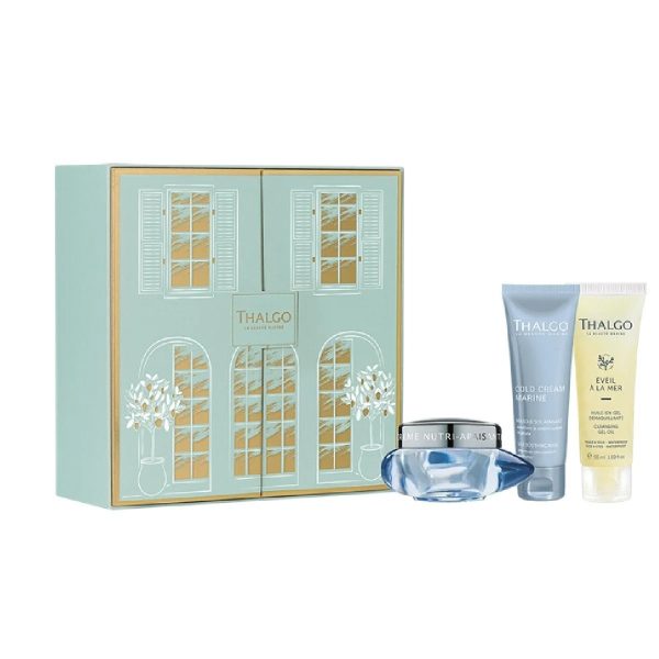 Gift Box Set Thalgo: Eveil à la Mer, Cleanser, Cleansing Gel, For Face, 50 ml + Cold Cream Marine, Soothing, Cream, For Face, 50 ml + Cold Cream Marine Sos, Soothing, Cream Mask, For Face, 50 ml - For Women