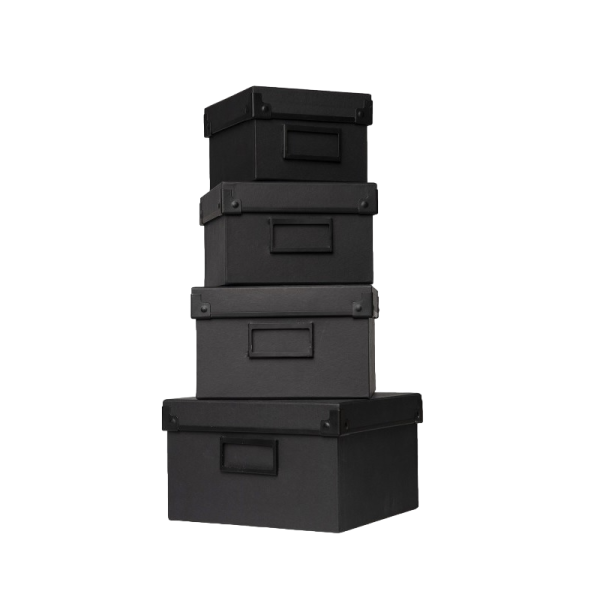 Gift Boxes Set Depot: DEPOT, GWP Cardboard Box, Black, 13 x 13 x 9 cm + DEPOT, GWP Cardboard Box, Black, 15.5 x 15.5 x 10 cm + DEPOT, GWP Cardboard Box, Black, 17.5 x 17.5 x 11 cm + DEPOT, GWP Cardboard Box, Black, 19.5 x 19.5 x 12 cm - For Men