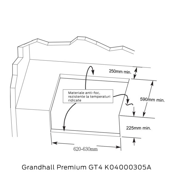 Gratar pe gaz cu 4 arzatoare din inox, incastrabil, gratare din fonta, Grandhall Grandpro Premium GT4 K04000386A - imagine 11