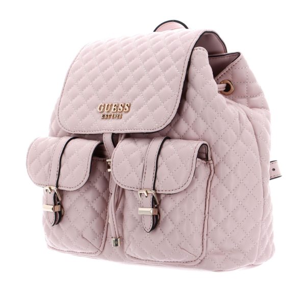 Guess, Adam Flap, Polyurethane, Textile Backpack, Pale Rose, For Women - For Women