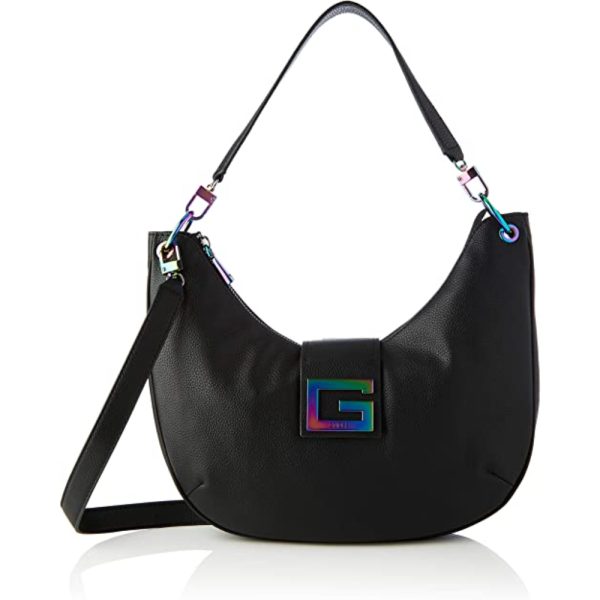 Guess, Brightside, Polyurethane, Textile Bag, Large Hobo, Black, For Women - For Women